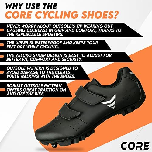 Core Cycling Shoes Waterproof Mountain Bike Shoes Compatible with Look Delta & SPD Cleats