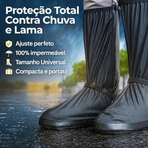 Capa de Chuva Para os Pés - Antiderrapante para Motoqueiros, Ciclistas e Trilheiros