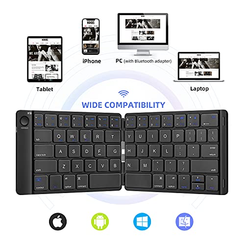 Multi-Device Bluetooth Foldable Keyboard, Samsers Wireless Portable Folding Keyboard, Full Size Ultra Slim Rechargeable Keyboard Connect Up To 3 Devices For Ios Android Windows Phone Tablet And Laptop #TOP2