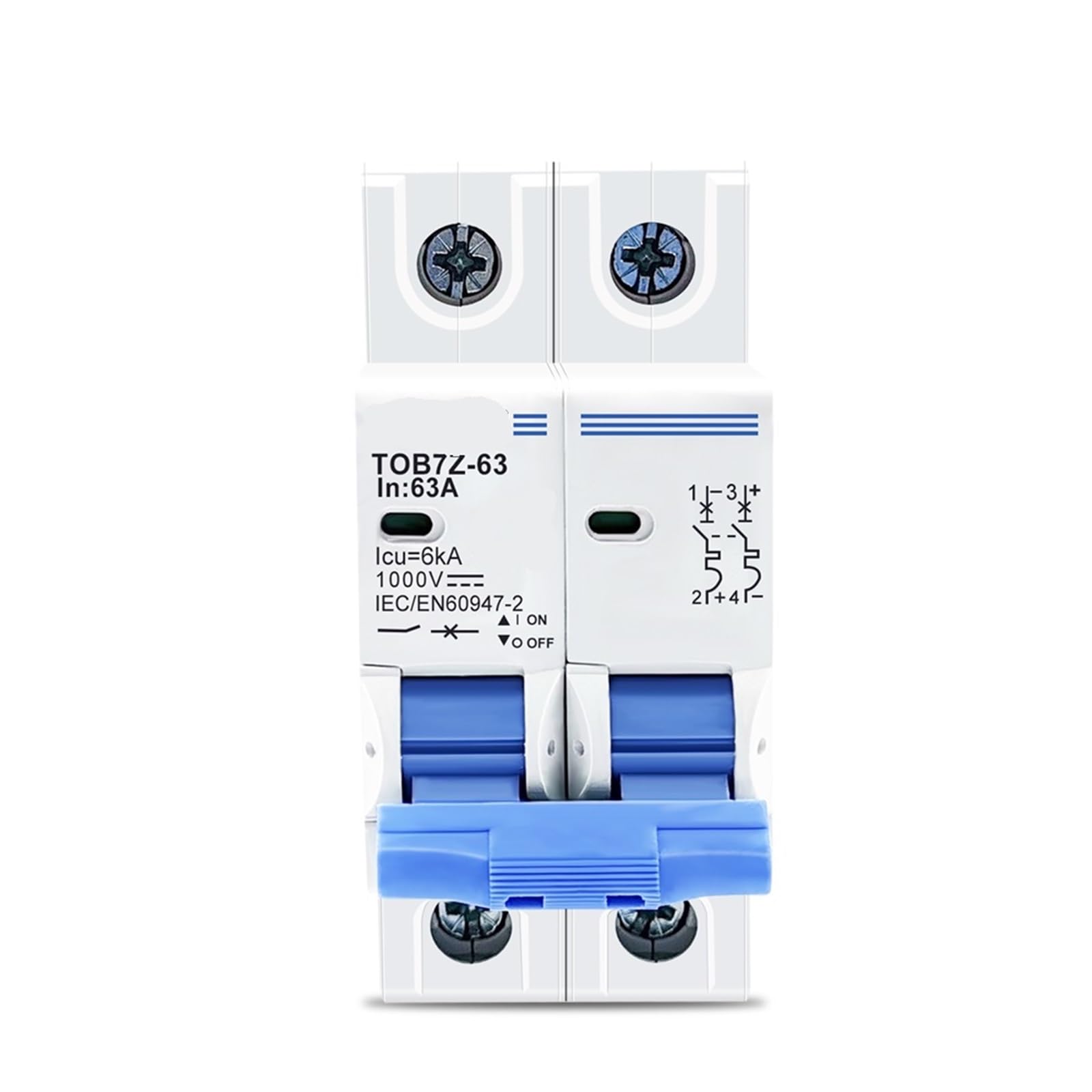 2P DC MCB 1000V Solar Mini Circuit Breaker 3A 6A 10A 16A 20A 25A 32A 40A 50A 63A DC MCB 1Pcs(3A)