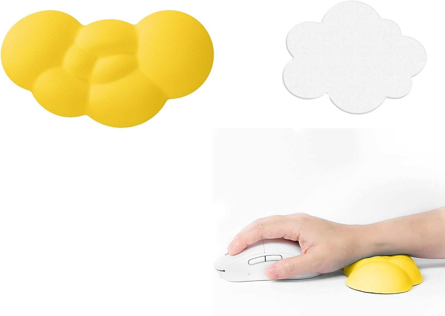 Ergonomic Cloud Mouse Wrist Rest with Coaster, Soft Memory Foam Wrist Support Pad Cushion for Mouse Computer Laptop Office PC Gaming Home, Non-Slip Base, Massage Holes Design, Wrist Pain Relief