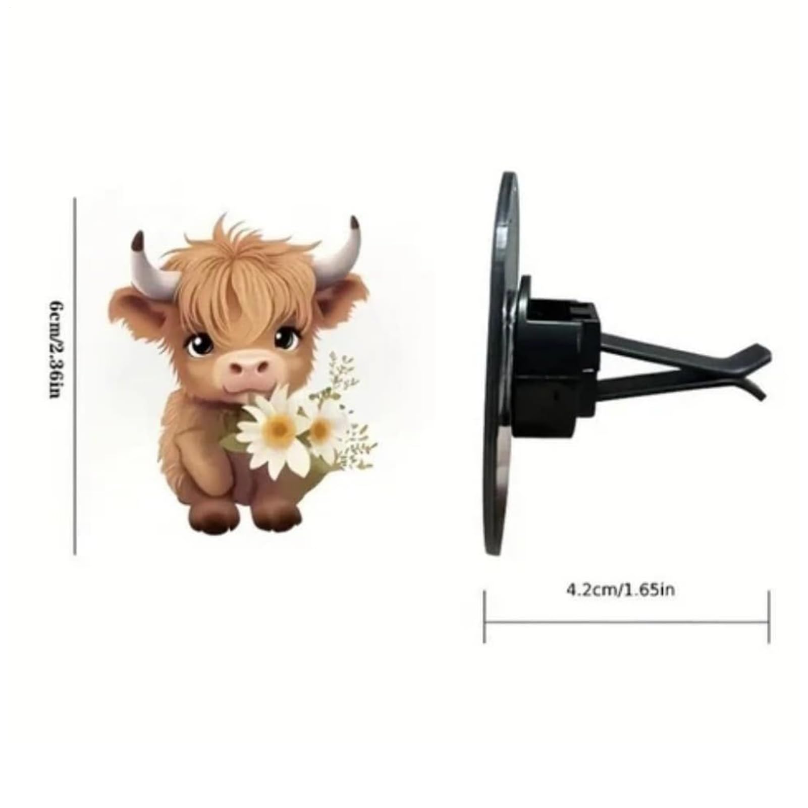 Clips De Ventilation Pour Désodorisant De Voiture – Diffuseur En Acrylique En Forme De Vache Des Highlands, Clip Décoratif Pour Parfum, Parfum De Véhicule Compact, Design Léger Monté Sur Grille D'aéra
