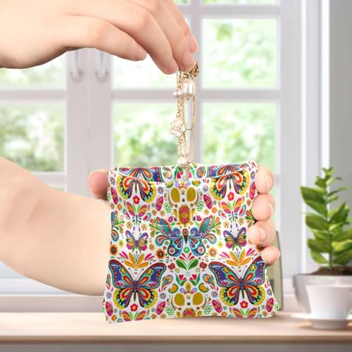 Colorful Butterflies Coin Purse Leather Pouch Change Purse, Squeeze Coin Pouch for Cards, Keys & Lipsticks, Unisex4