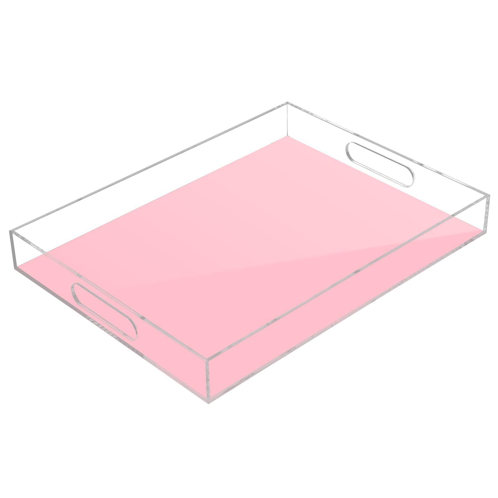Pink Clear Acrylic Tray with Protective Film, Use as Bed Tray, Display, or Organizer for Spaces