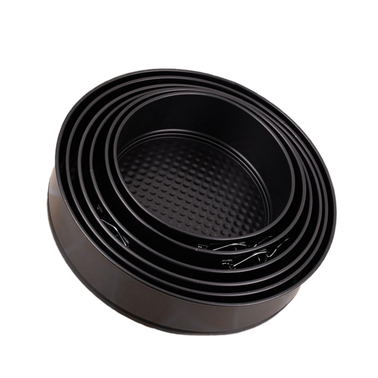 6 Moldes Redondos Antiadherentes de Acero al Carbono para Tartas | Negro, Fondo en Panal y Hebilla, Aptos para Fiestas y Bodas, Pack de 6 Piezas