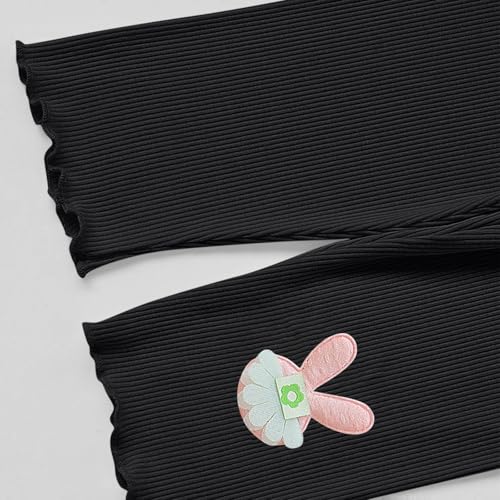 Girls Cute Printed Capris Tight Soft Modal Comfort Elastic Waist Summer Thin Casual Pants for Kids 2-7 Years4