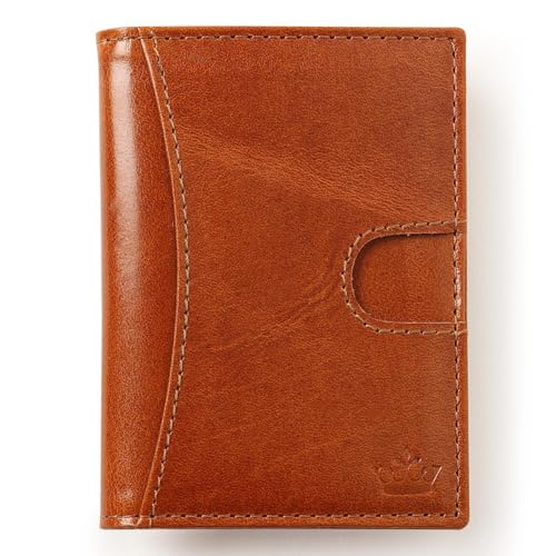 Image of Bifold Minimalist Leather Card Holder Wallet for Men & Women with 8 Card Slots & RFID Blocking