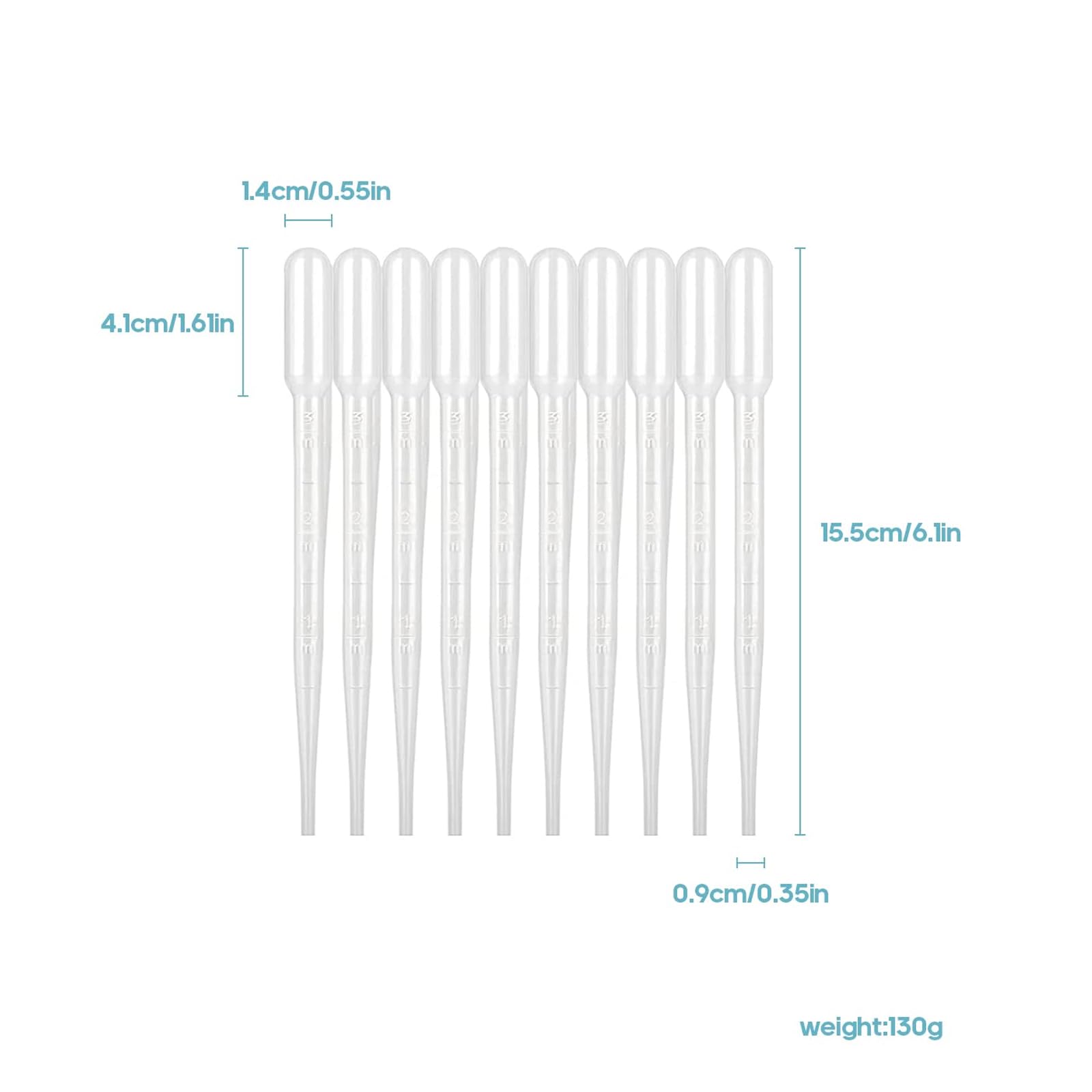30 pipet do wielokrotnego użytku, 3 ml, przezroczyste pipety pomiarowe, pipety transferowe do laboratorium, klasy, eksperymentu