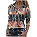 YANFANG Blusa Tops Moda Mujer Cuello Redondo Patchwork Retro con Estampado Manga Corta Blusa