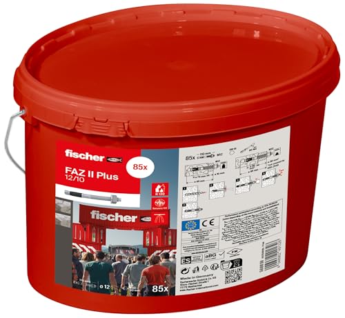 Image of fischer FAZ II Plus 12 /10 gvz Bolt Anchor in Bucket, Heavy Duty Anchor with High Load Capacity, Anchor Bolt for Fixings Heavy Loads and Steel Structures, Seismic & ETA Approval