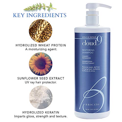 Brocato Cloud 9 Restoring Shampoo, 32 Fl Oz | Miracle Repair, Moisturizing, Hydrate, & Revitalizing Shampoo | For Weak, Dull, Dry, & Damaged Hair | Restore Resilience, Health & Shine #TOP4