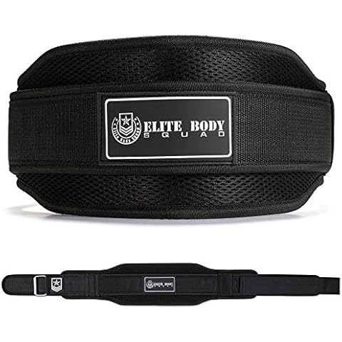 Elite Body Squad Weight Lifting Belt Neoprene Back Support With Reinforced Waist Band + Easy Open/Close Strap And Cushioned Padding For Squats And Deadlifting - 100% Quality Guarantee Cover