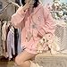OATSBAS Kawaii Zip Up Hoodie Women Cute Cartoon Embroidery Oversized Pullover Sweatshirt Harajuku Kawaii Hooded Top (Large,Pink-Thick)
