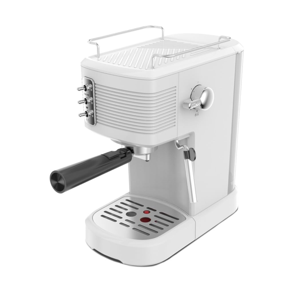 Schneider SCES2312WH Cafetera Espresso, 15 Bares, 1100W, Diseño Retro, 1,2L, Color Blanco