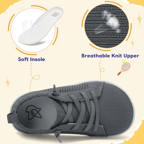 Image of LeIsfIt Toddler Shoes Girls Boys Wide Shoes Kids Zero Drop Minimalist Sneakers Barefoot Slip on Tennis Sneakers