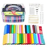 Vindany 36 Colores Arcilla polimrica Modelado de Arcilla Kit de Arcilla bicarbonato Suave no txico, Bricolaje con Herramientas y Caja de Almacenamiento Navidad para nios