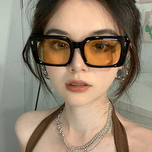 Vintage Sunglasses Woman Shades Mirror Retro Sun Glasses Female Rivet Orange Lens3