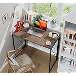 Coavas Folding Desk 31.5 inch Foldable Small Portable Computer Desks, Spaces Saving Writing Sturdy Table for Bedroom, Home Office, Dorm, Apartment, Pre Assembled, Brown - Image 2