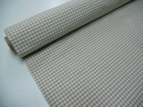 Metraje 1,40 MTS Tejido Vichy, Cuadro pequeño 5x5 mm. Color Beig, con Ancho 2,80 MTS.