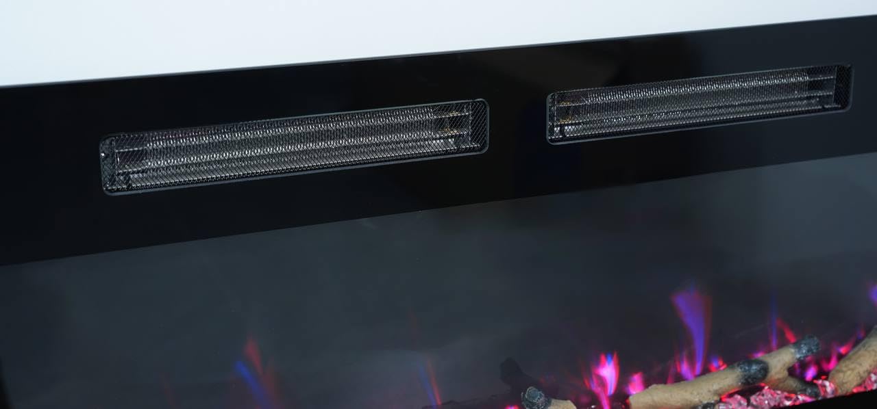Crystal 72 - Camino elettrico da parete | 183 cm | 3 colori di legni e fiamme | Termostato 750/1500 W | Riscaldamento confortevole| Schermo tattile | Telecomando | Timer