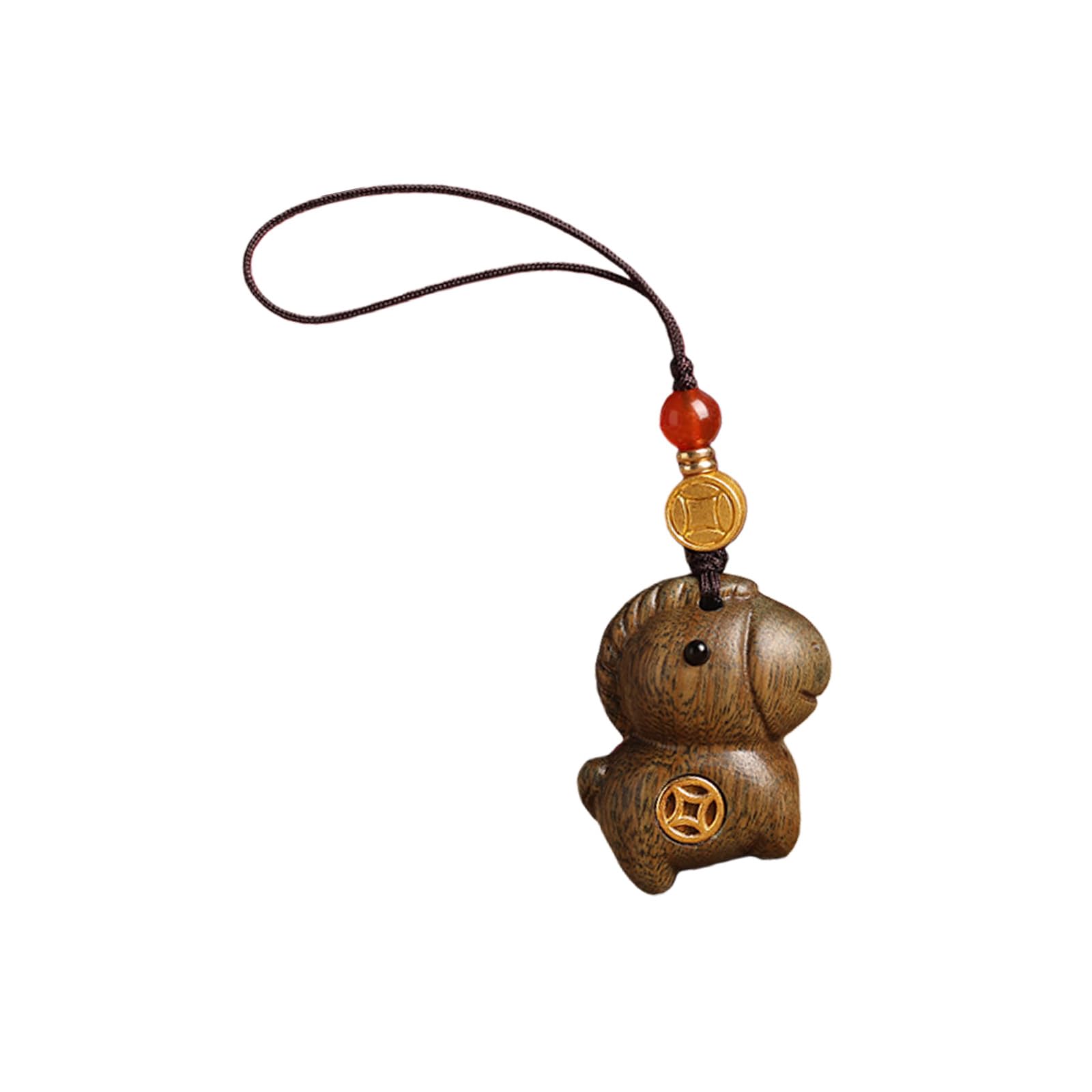 Vdaxvme Elegant Natural Wood Horse Keychain Featuring Chinese Zodiacal Lightweight Phone Lanyard Charm for Gift Decoration Phone Shatp