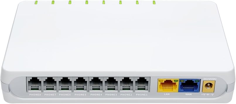 FLYINGVOICE G508 Analog Telephone Adapter with 8 FXS Ports, 8 SIP Lines, VoIP Adapter for Home, 2 Gigabit Ethernet Ports, Landline Replacement Solution