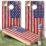 Cornhole Board Skin Wrap Decal - Vinyl Tournament Corn Hole Bean Bag Toss Sticker - Weather Resistant USA Flag Board Game - For Children Adults Colleges Festivals & Bars - 48.5