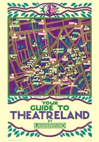 Vintage London Railway 'Your Guide to Theatre Land', 1915, Reproduction Poster Wall Art Print A4 & A3 (A1 594 x 841mm)