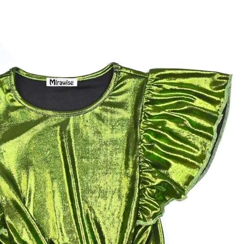 Image of Mirawise Girls Shirts Metallic Tops Clothes Tshirt Ruffle Short Sleeve Tee Size 6-14