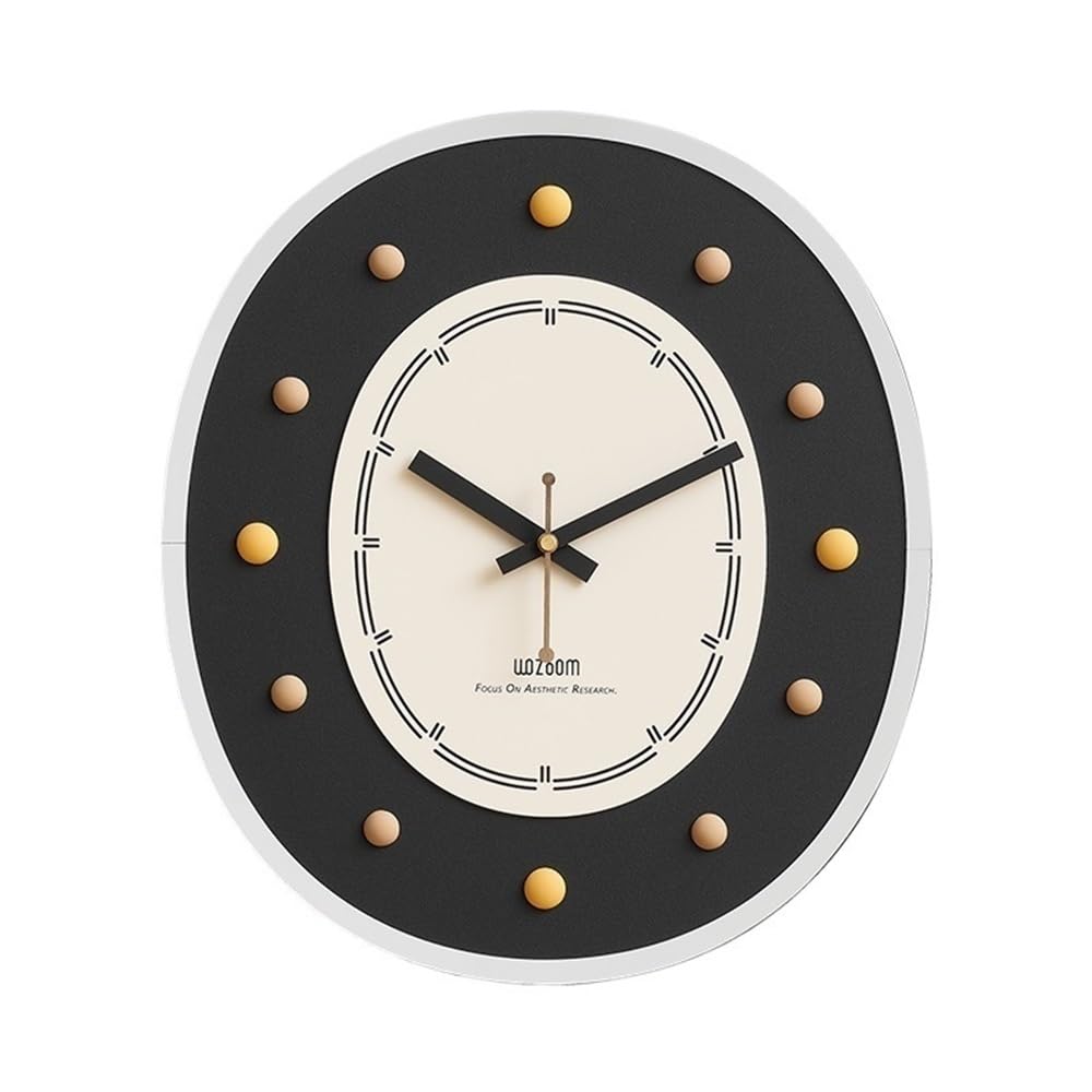 J9V4G6S3B5 Analogue Wall Clock Indoor Decoration Wall Clock Living Room Corridor Study Personalized and Creative Color Modern, 33.5 * 38cm for Room Decoration(Black)