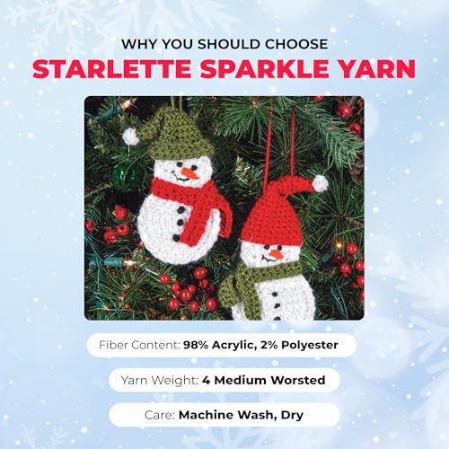 Image of Mary Maxim Starlette Sparkle Yarn, Medium Worsted Weight Yarn for Knitting and Crocheting, Acrylic Polyester Blend for Blankets, Clothing, and Decor, 196 Yards Christmas