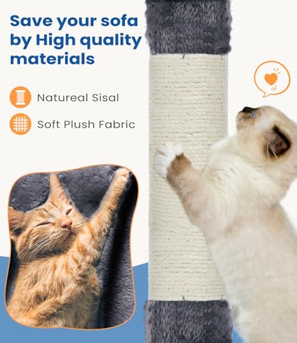 Torre para gatos multi-niveles 56 pulgadas gris oscuro miniatura 5