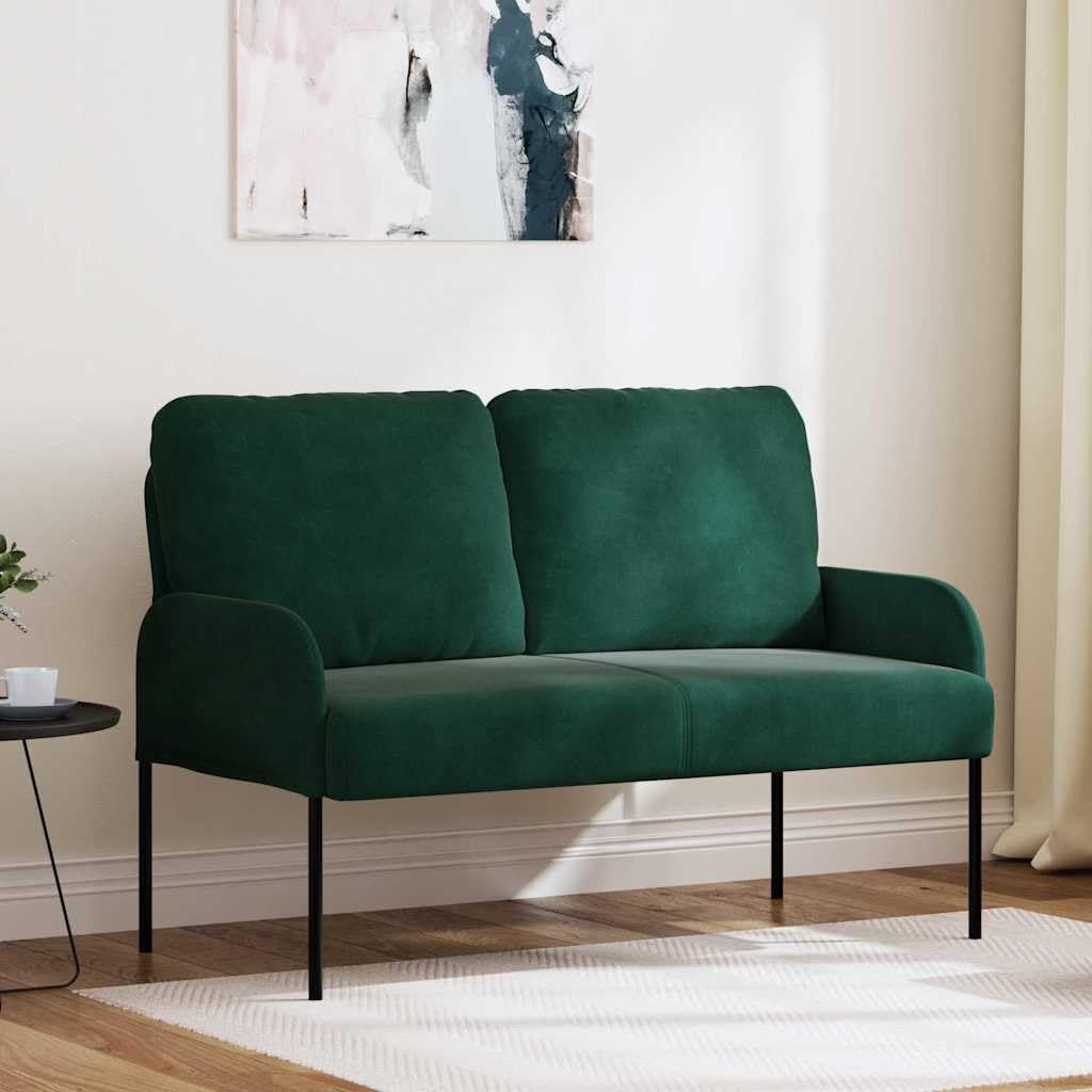 Sofa 110 cm ciemnozielona poliester z poduszką