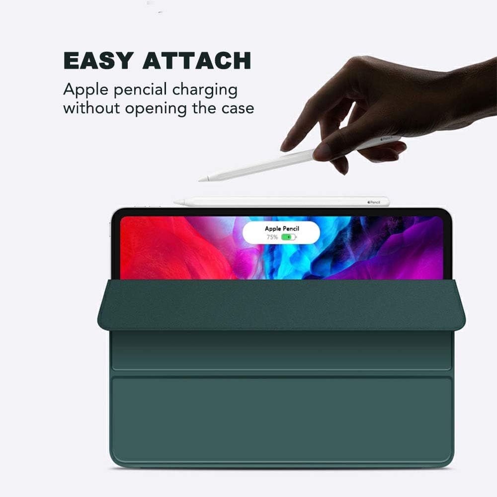 Black Friday - 40% OFF iPad Pro 2020 case 11 with Glass Tempered Screen Protector, Premium Silicone Material with Comfortable Viewing Angle, Forest Green