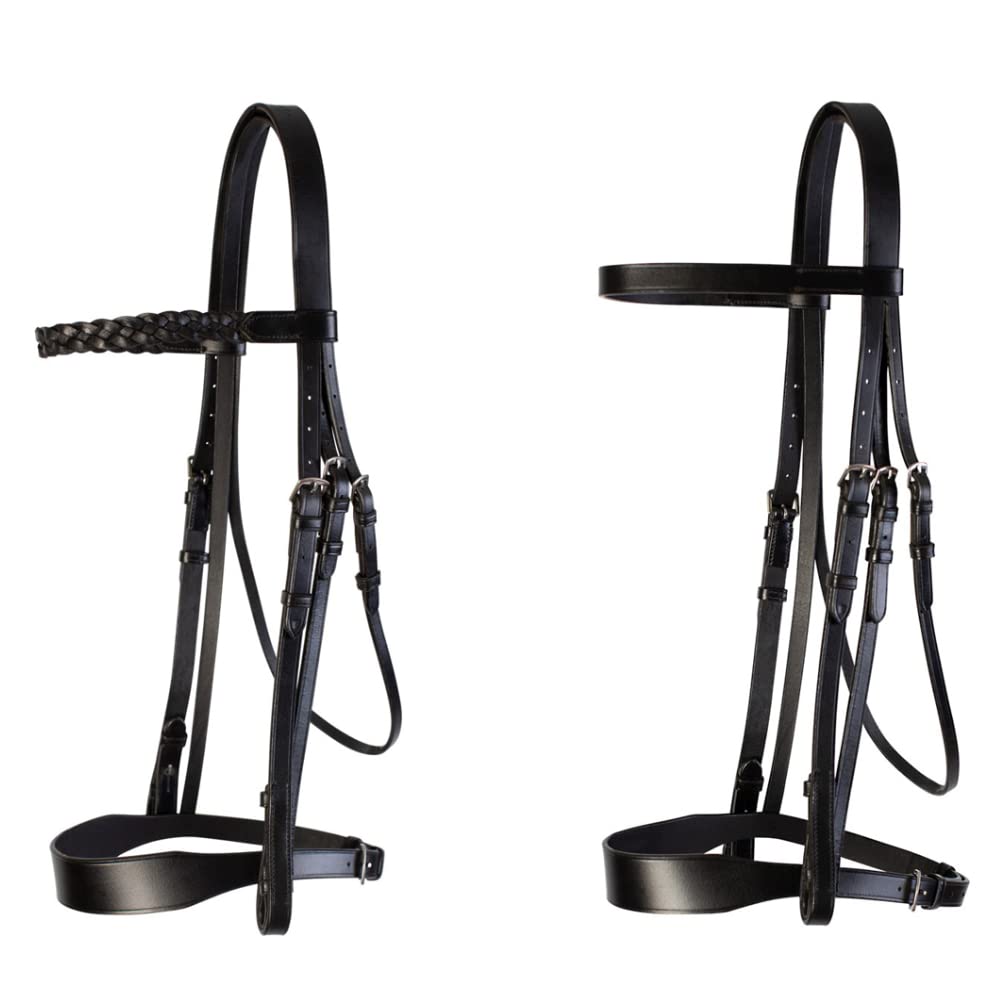 Cameo Equine Hunt Bridle 2 Browbands Cob Brown