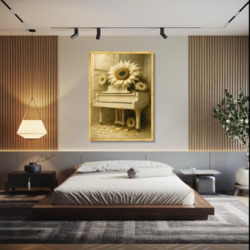 Tableau sur toile piano blanc de qualité supérieure impression d'art 80x110 - 2
