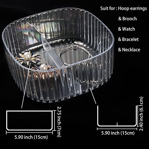 Mamfous 3-Layer Tray White Clear Acrylic Jewelry Organizer Box,Earring Necklace Display Storage Jewelry Boxes For Women Girl,Dresser Organizers And Storage (White) #TOP4