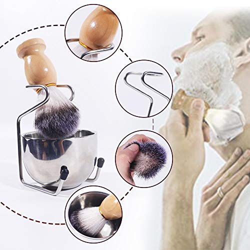 XEWEA Beard Trimmer Care Kit for Men 9Pcs Mustache Growth Grooming&Trimming Upkeep Styling Tool with Bib Boar Bristle Brush Wood Comb Scissor Storage Bag Shaving Brush Bowl Set Gifts for Dad Boyfriend - Thumbnail 4
