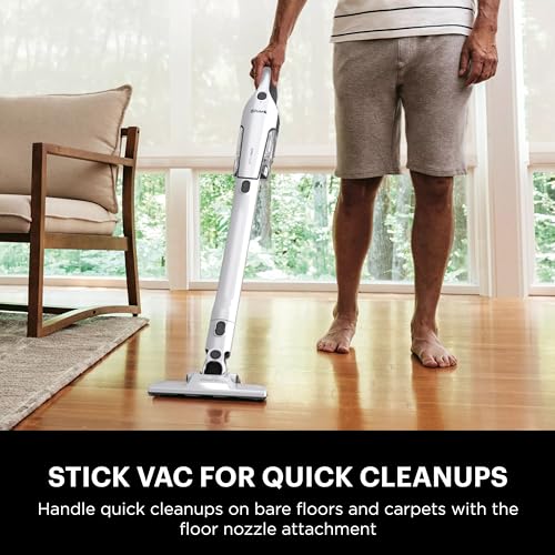 Shark CH963AMZ 2-in-1 Pet Pro Cordless Handheld Vacuum Ultracyclone System, Lightweight and Portable for Car and Home, Rechargeable, Washable Filter, XL Dust Cup, Crevice Tool & Scrubbing Brush, White
