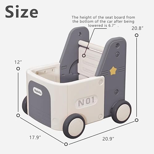 Miniatura 2 de Caja de juguetes de tren para niños, carrito para niños pequeños de 1 a 3 años con ruedas, cordón de ajuste y asa para montar, caminar, remolcar y