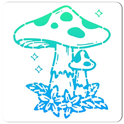 GORGECRAFT 30x30CM Mushroom Pattern Templates Drawing Painting Stencils Large Reusable Plastic Square Stencils Sign for Painting on Wood Wall Scrapbook Card Floor Tile Drawing DIY Home Decor Crafts