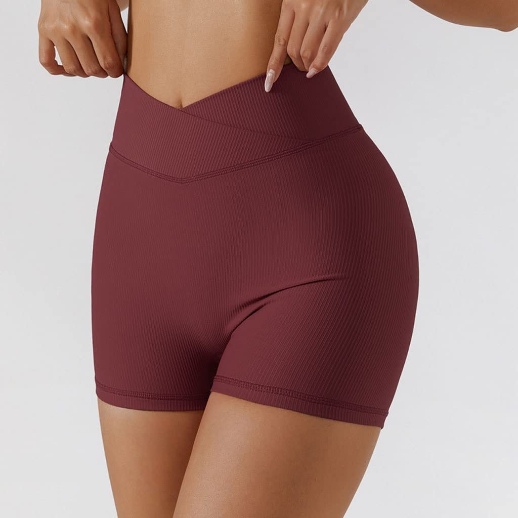 Short de sport taille haute élastique CLSDRZC pour fitness