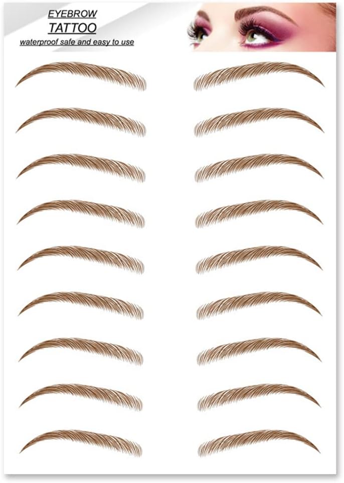 S.A.V.I 9 Pairs Natural Brown Eyebrow Tattoos, Long Lasting Up to 4 Days, Waterproof Eyebrow Temporary Tattoo Sticker - 1 Sheet #6BR
