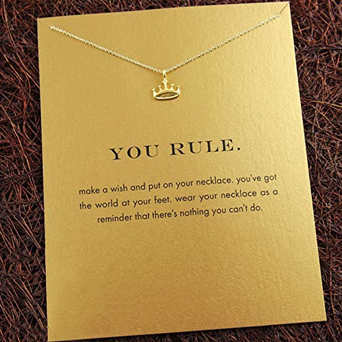 LANG XUAN Message Card Gold Dainty Layered Compass Pendant Necklace Friendship Butterfly Sun Good Luck Elephant Pendant Faith Chain Necklace for Women Gift3