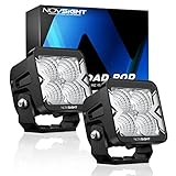NOVSIGHT 80W LED Pod Lights, 4 Inch 8000LM IP68 Waterproof Off Road Light, 2PCS LED Driving Light Bar Cube Ditch Lights for Truck Jeep Car Wrangler Motorcycle ATV SUV UTV Boat