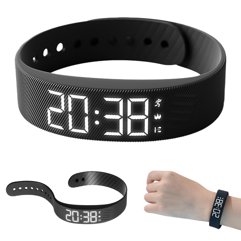 Bracelet Reveil Vibrant, Bracelet De Réveil Vibrant Silencieux, Étanchéité Ip65,MontreRéveil Rechargeable Par USB, Montre De Rappel D’Alarme Vibrante Pour Hommes Femme, Activité Quotidienne