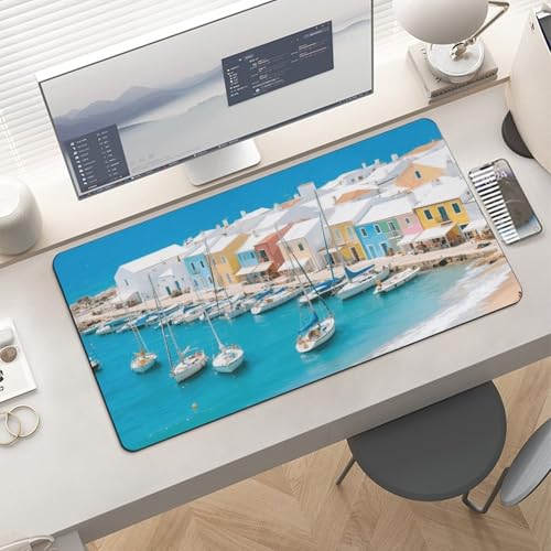 Desk Pad Protector 24x12 Inch Extended Seaside Mat Blanco miniatura 6