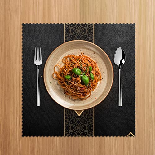 Set de table résistant à la chaleur as de diamants dorés antidérapant pour dîner - 6
