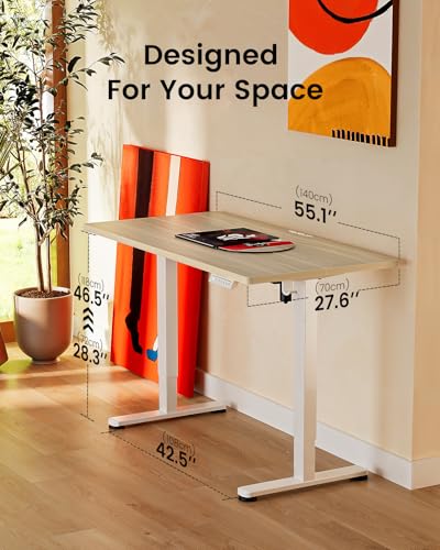 Image of ErGear Height Adjustable Electric Standing Desk, 55 x 28 Inches Sit Stand up Desk, Memory Computer Home Office Desk, Natural