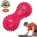 Peanut Spiky Massage Ball Foot Roller for Feet and Hands Best for Plantar Fasciitis Treatment Gentle and Comfortable Massage replicate human massage therapist finger tips 2 PACK (Hot Pink)